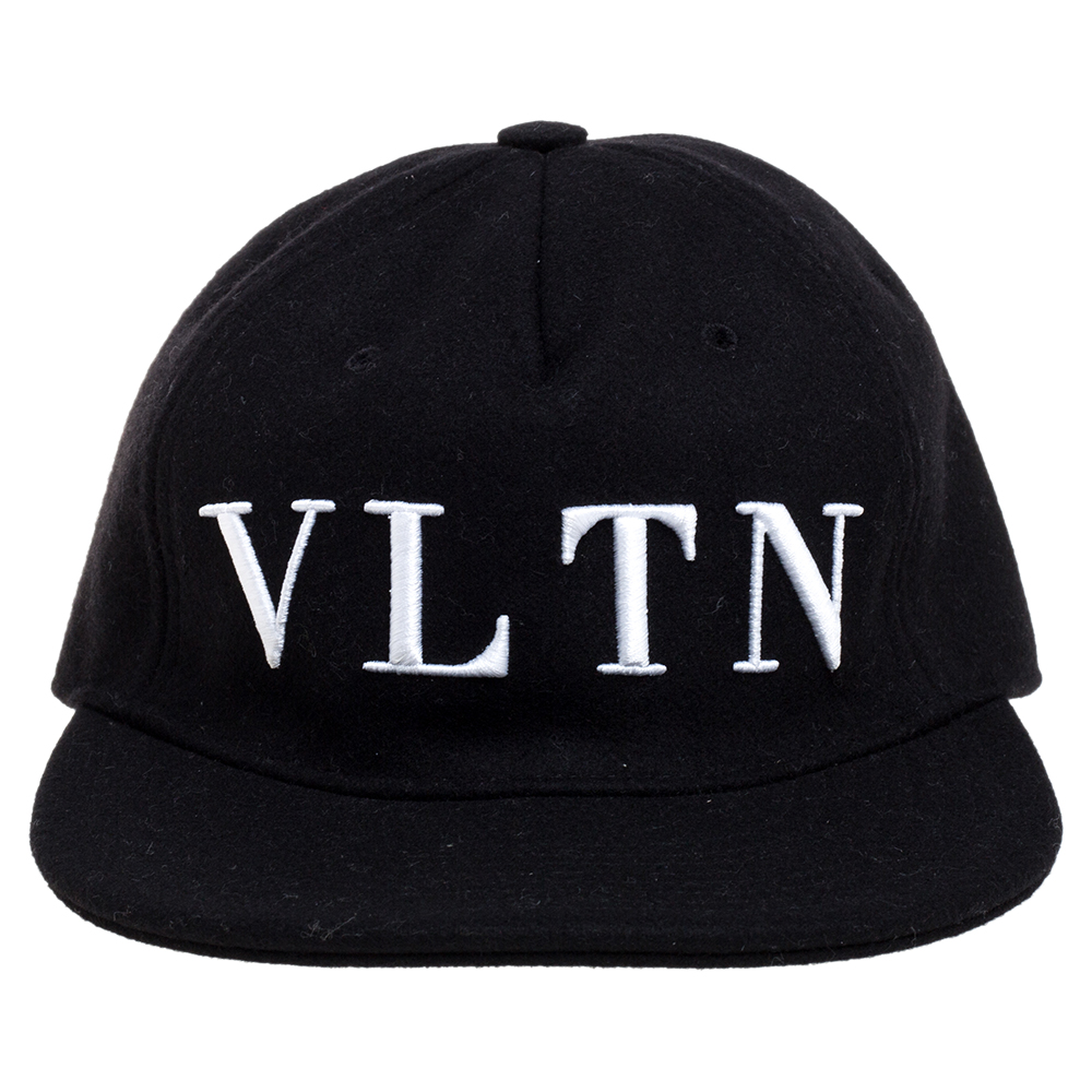 

Valentino Black Wool VLTN Embroidery Baseball Cap