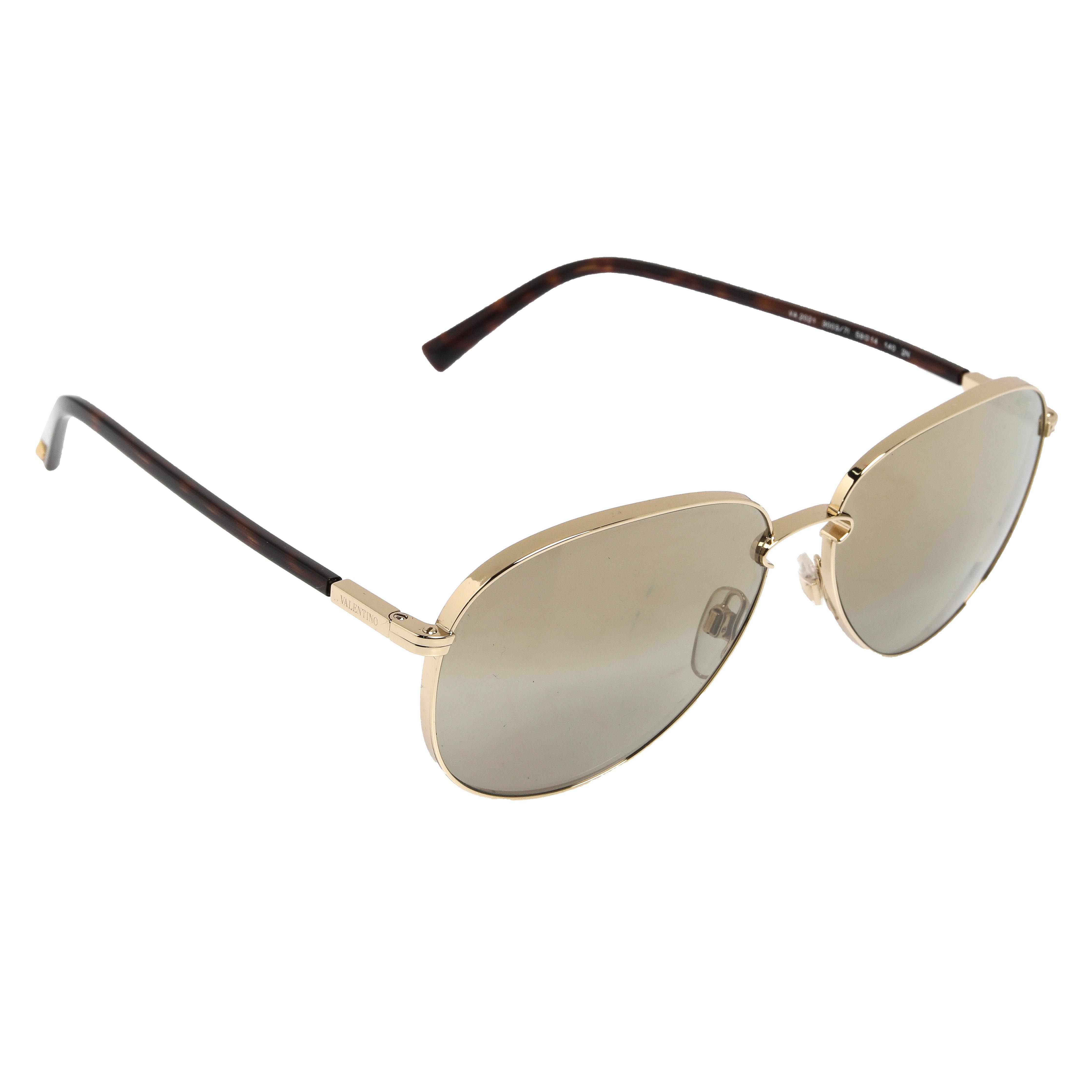 Pre Owned Valentino Brown/Gold Gradient VA2021 Aviator Sunglasses