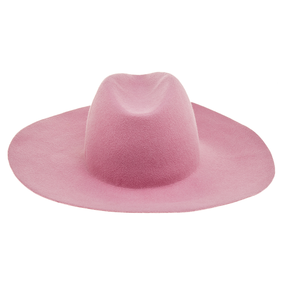 

Valentino Pink Rabbit Felt Logo Detail Large Brim Fedora Hat