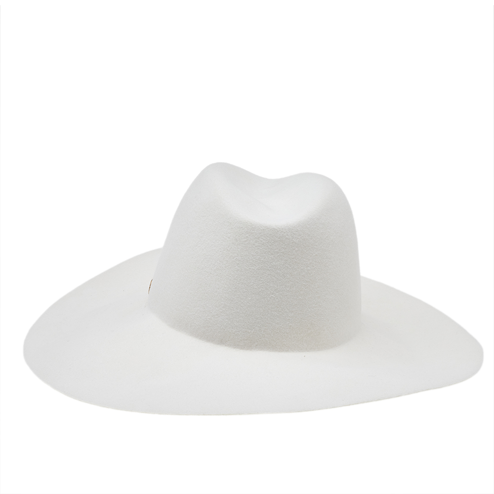 

Valentino Ivory VLOGO Rabbit Hair Felt Fedora Hat, White