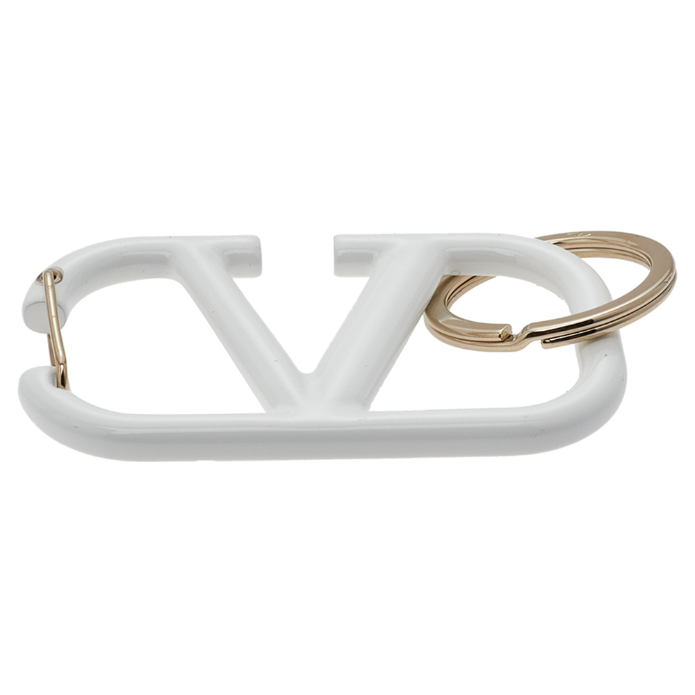 

Valentino Gold Tone White Lacquer VLOGO Signature Keyring