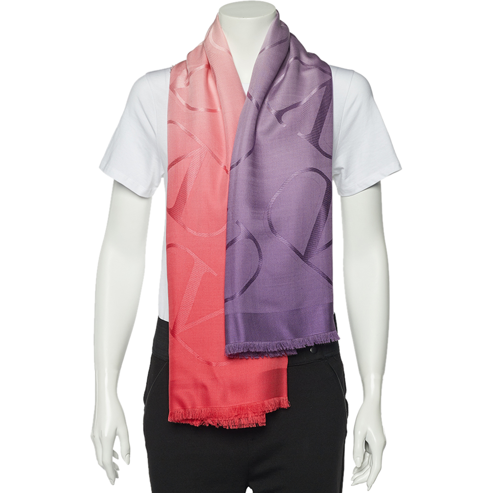 

Valentino Multicolor Gradient VLogo Silk & Wool Jacquard Shawl