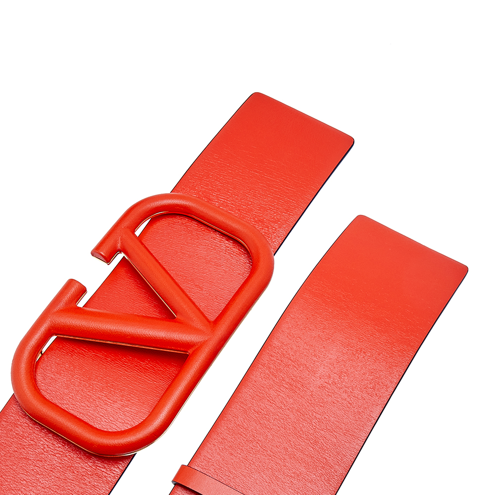 

Valentino Orange/Red Leather V Logo Signature Waist Belt