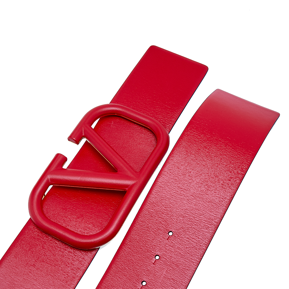 

Valentino Red/Burgundy Leather V Logo Signature Waist Belt