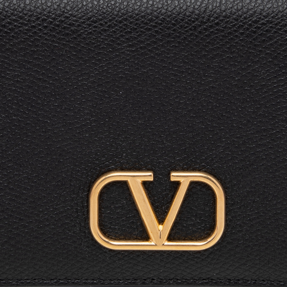 

Valentino Black Leather VLogo Signature Wallet/Phone Case