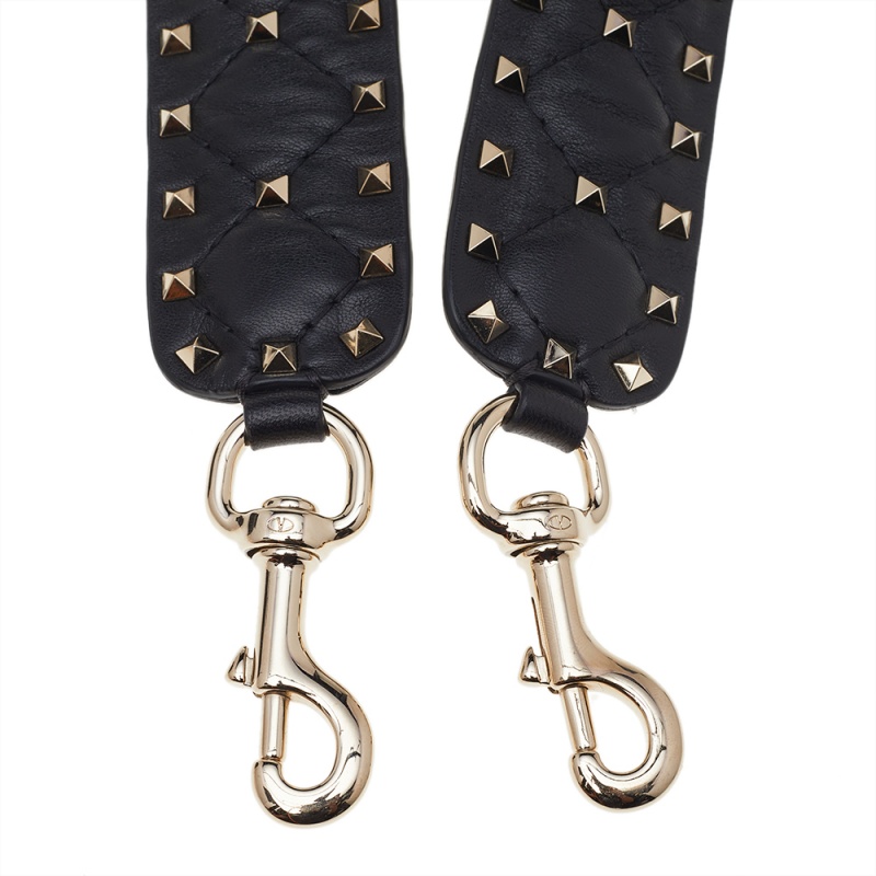 

Valentino Black Leather Rockstud Spike Bag Shoulder Strap