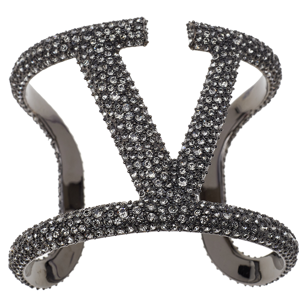 

Valentino Black Tone VLogo Crystal Cuff