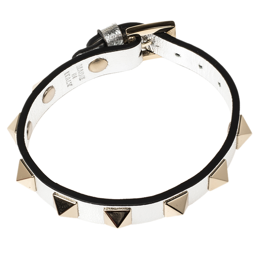 

Valentino Silver ROCKSTUD Leather Bracelet