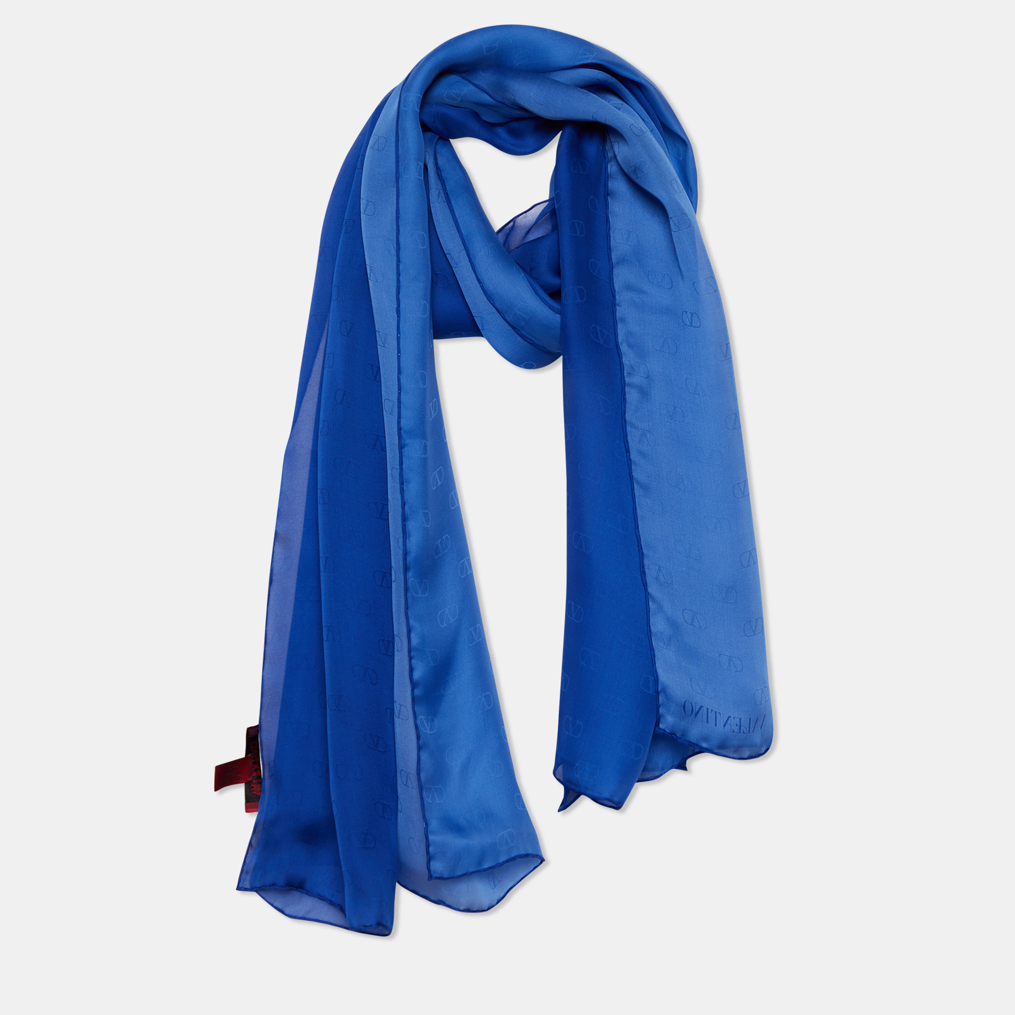 

Valentino Blue Ombre VLogo Jacquard Silk Stole