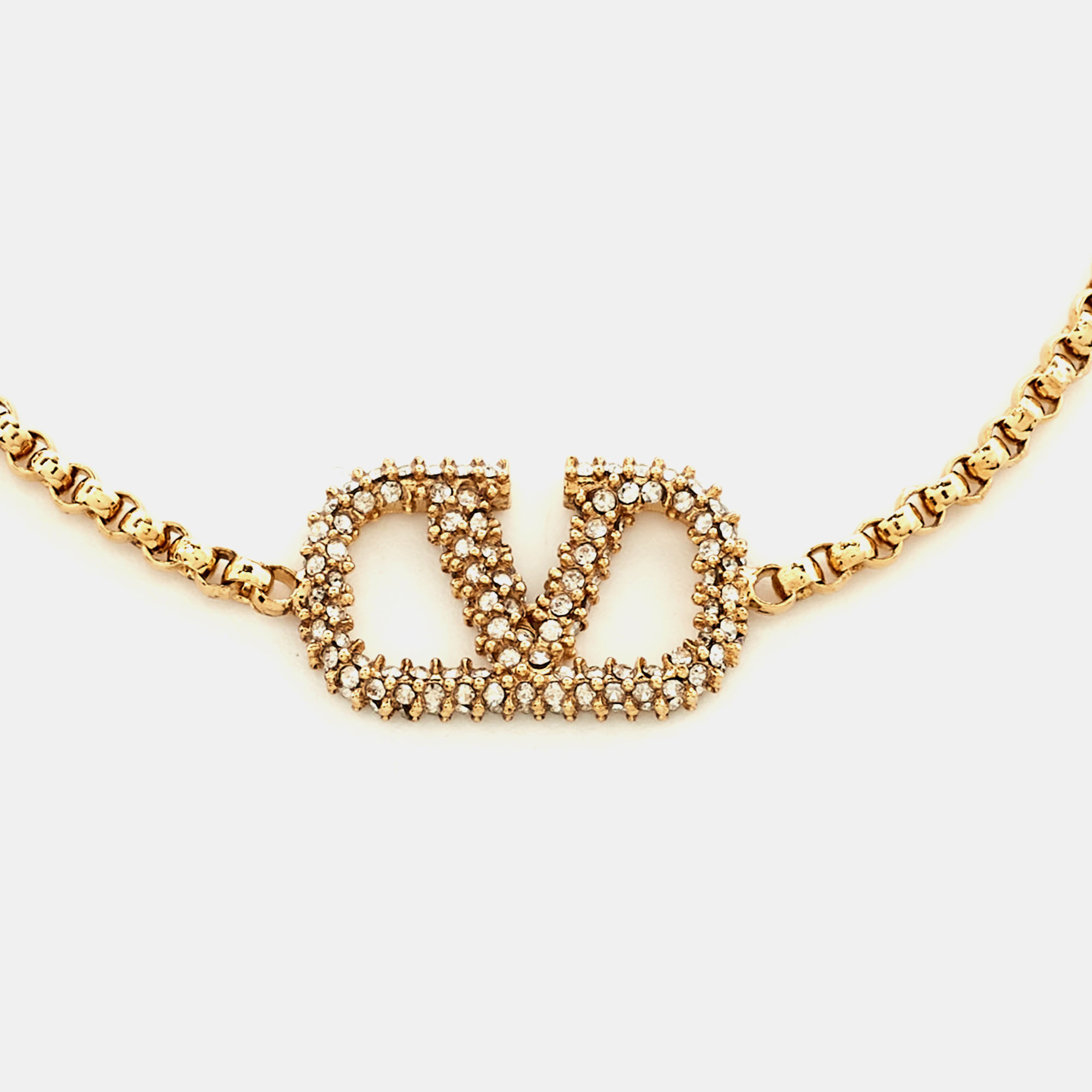 

Valentino VLogo Crystal Gold Tone Bracelet