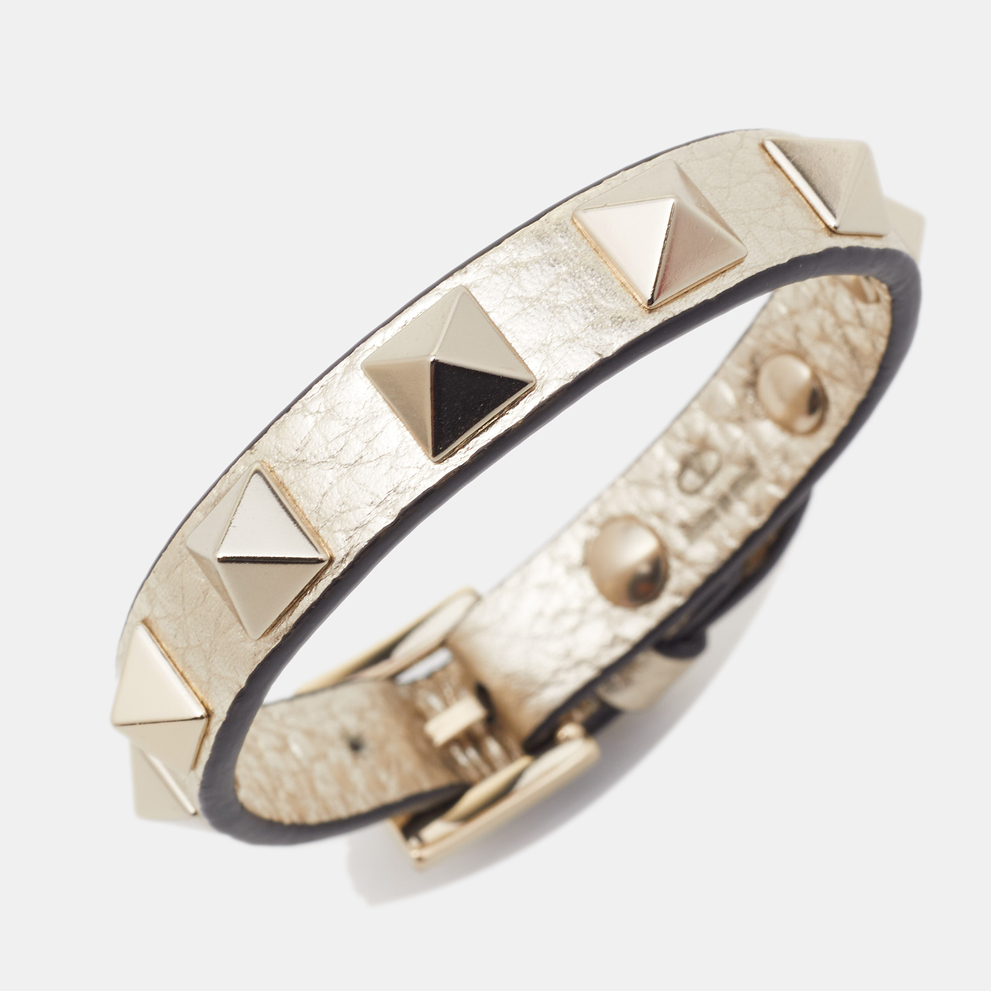 

Valentino Rockstud Gold Metallic Leather Bracelet