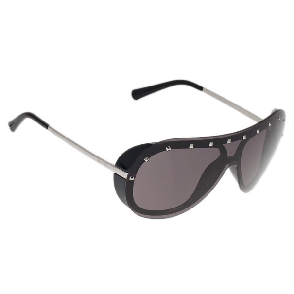 Pre Owned Valentino Black Studded Wrap Sunglasses