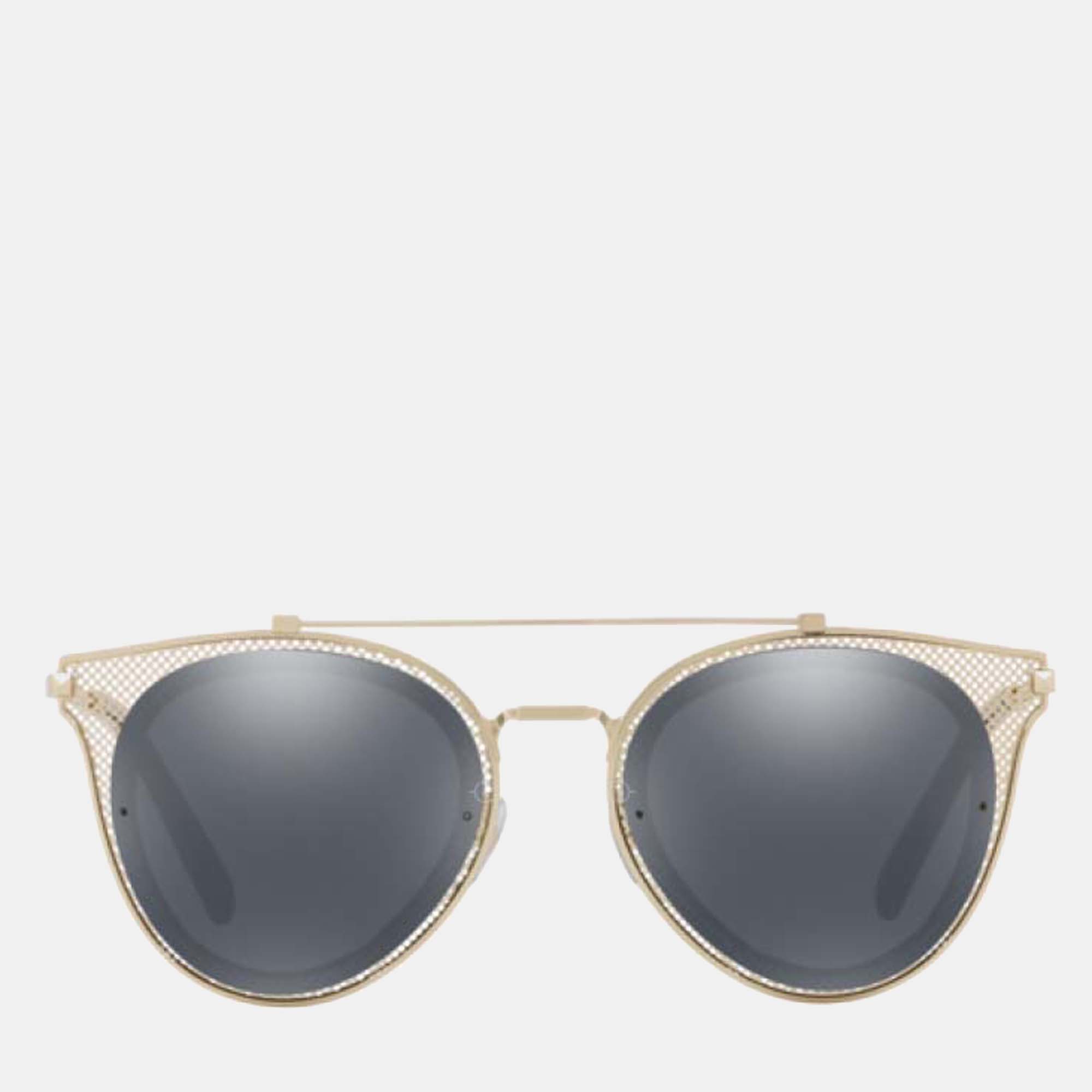 Pre-owned Valentino Garavani Gold Tone - Va2019 - Round-frame Sunglasses