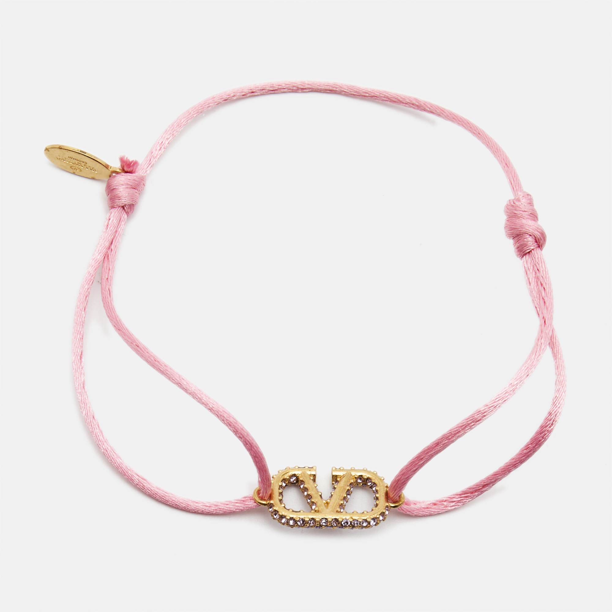 

Valentino Vlogo Crystals Gold Tone Cord Bracelet