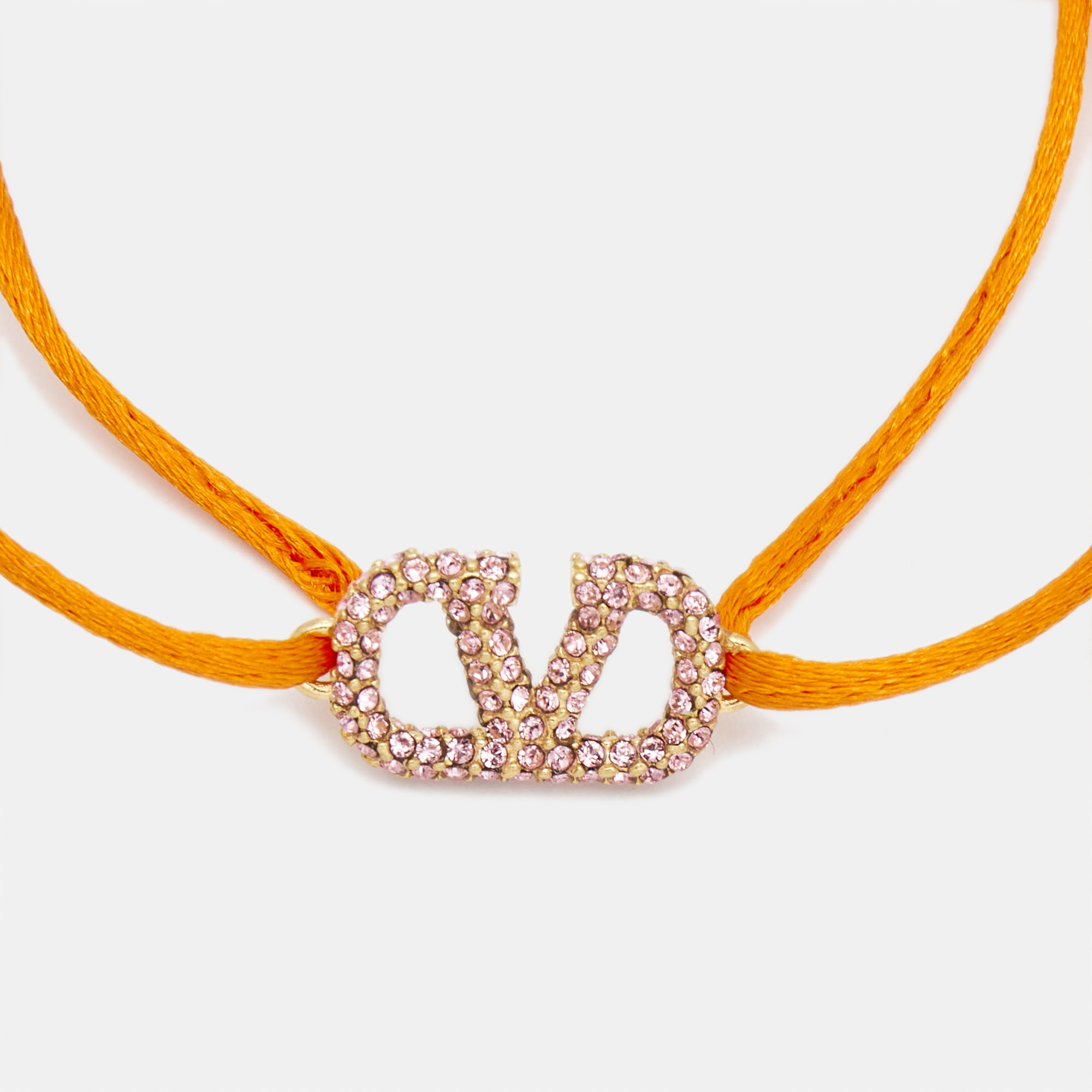 

Valentino Vlogo Crystal Gold Tone Cord Bracelet