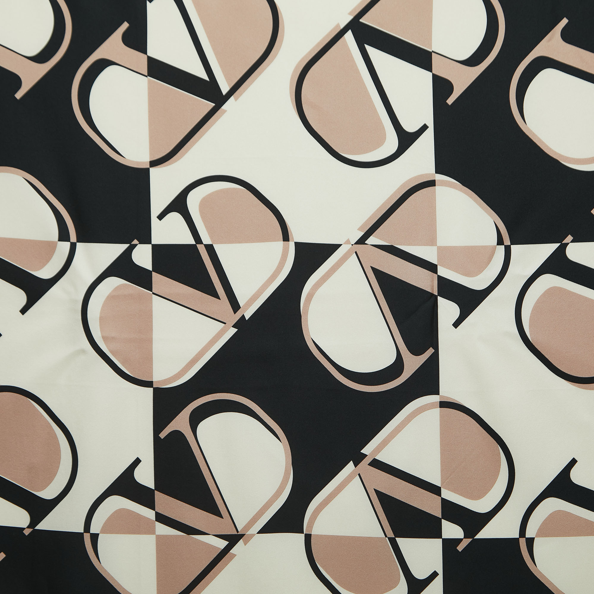 

Valentino Beige V-Logo Print Silk Scarf