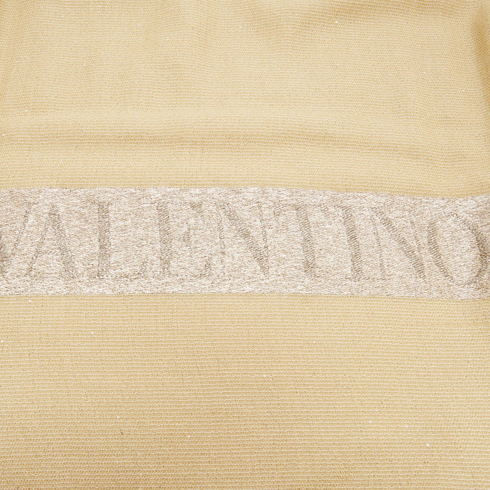 

Valentino Gold Cashmere Blend Lurex Logo Patterned Stole