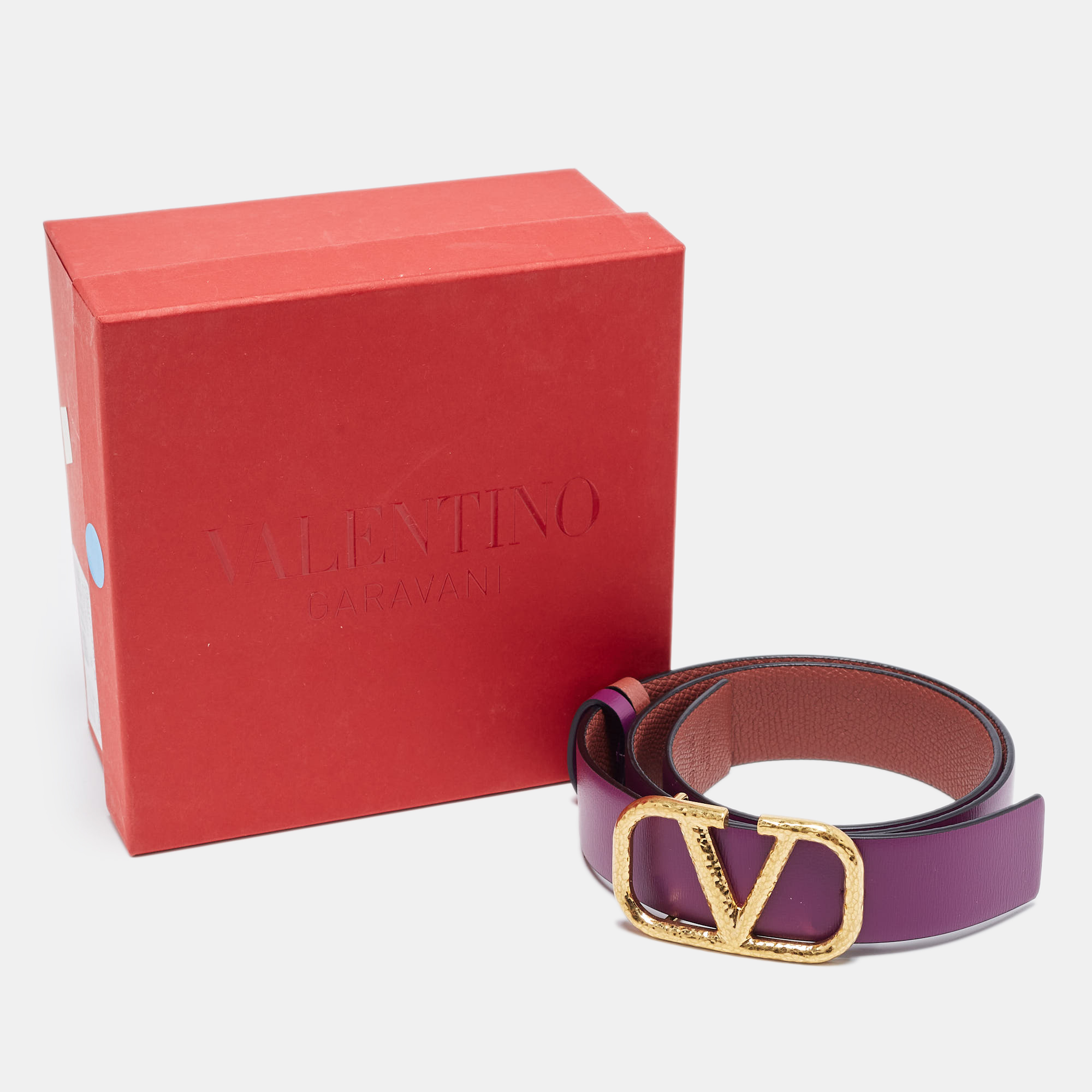 

Valentino Purple/Amarant Leather VLogo Reversible Belt