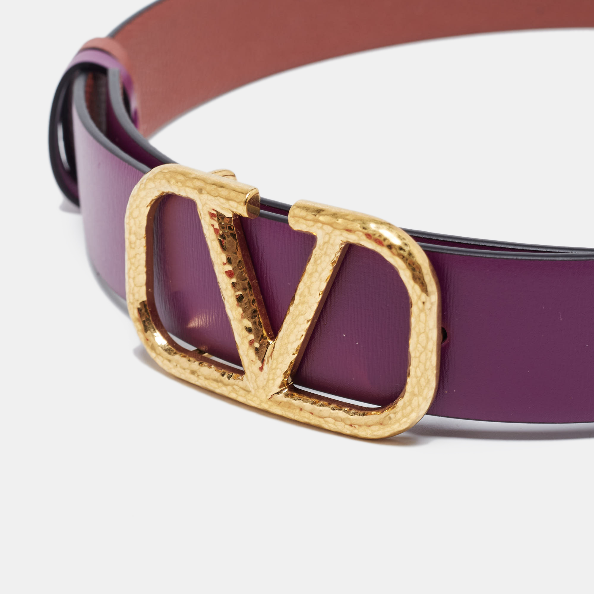 

Valentino Purple/Amarant Leather VLogo Reversible Belt
