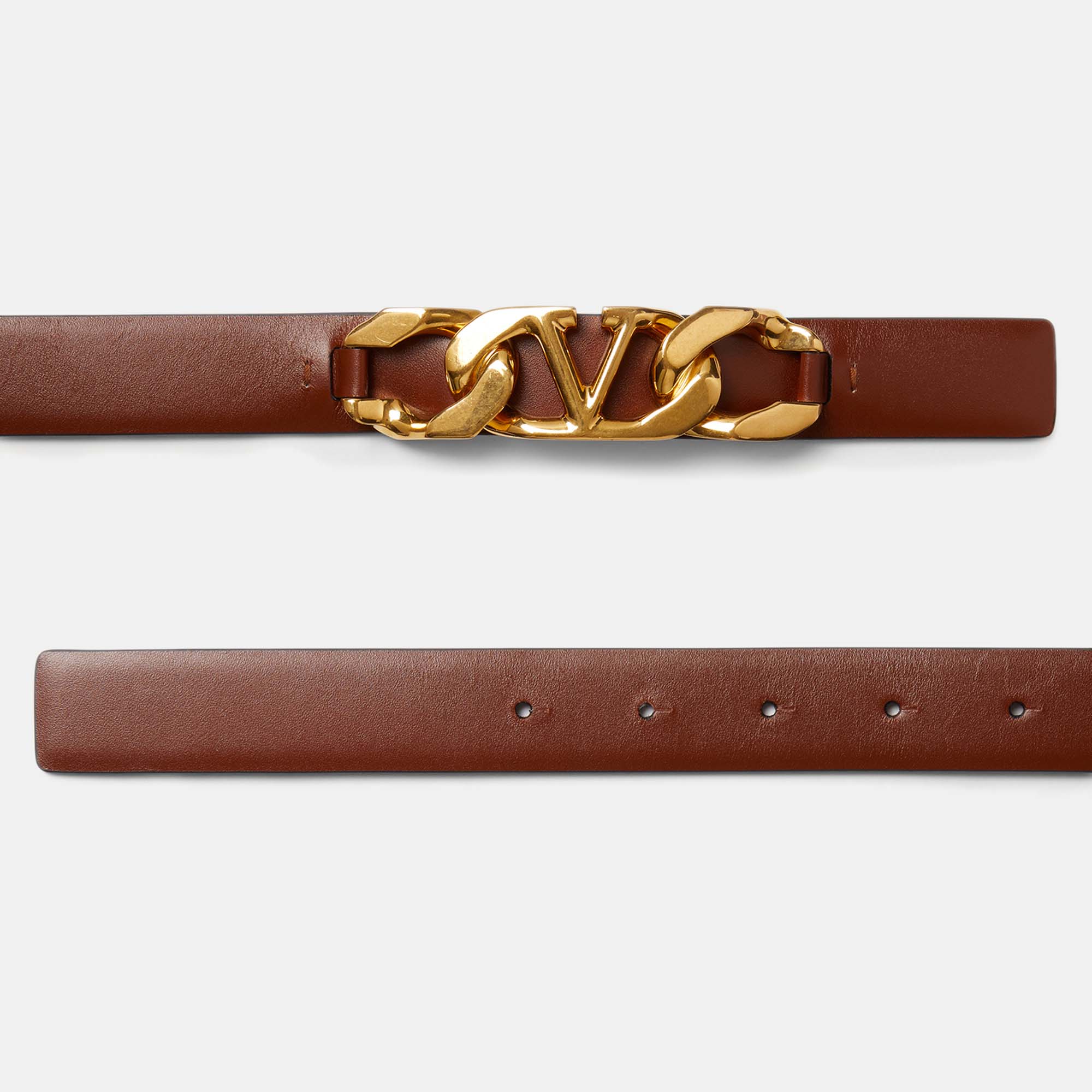 

Valentino Burgundy Leather VLogo Chain Buckle Belt