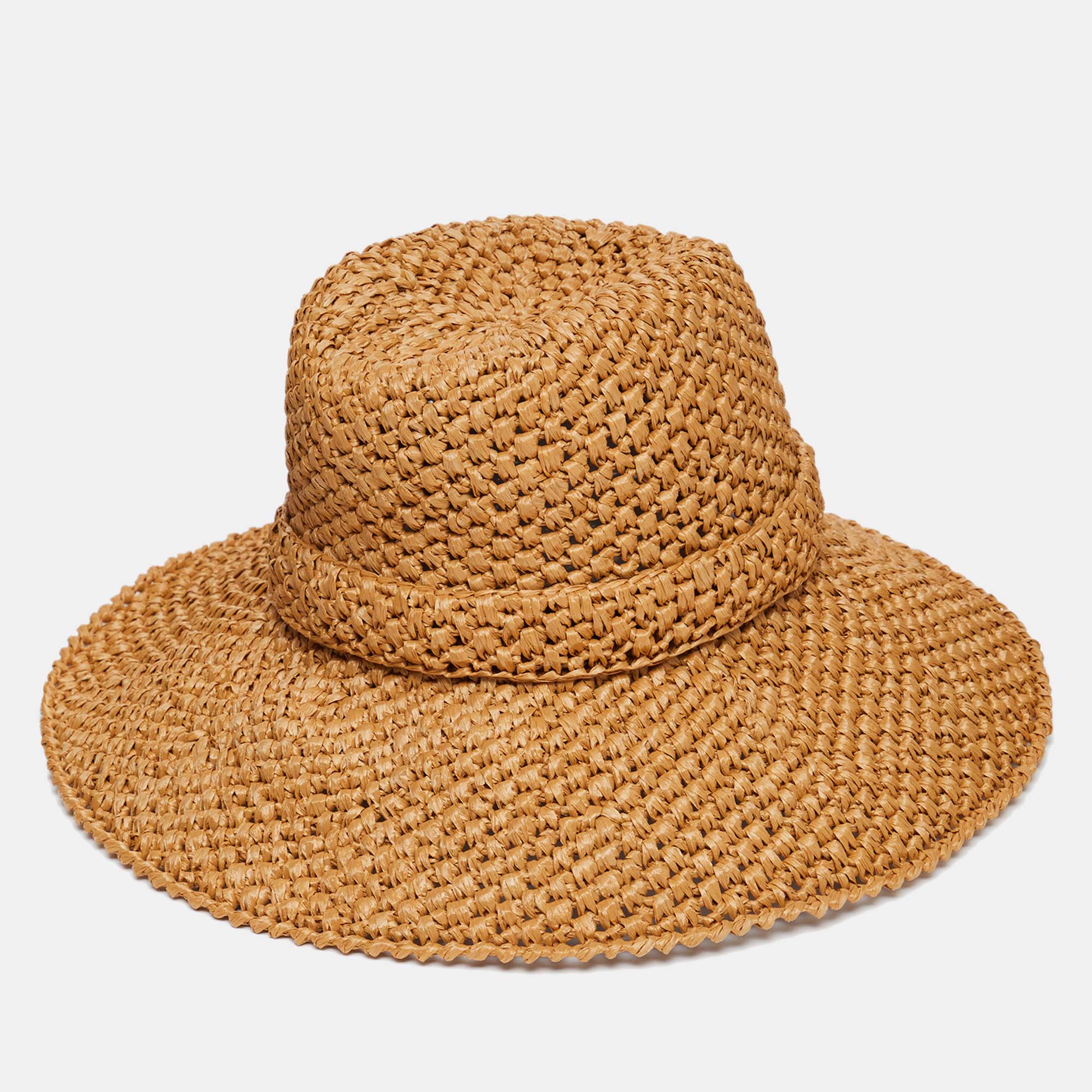 

Valentino Beige V Logo Detail Straw Boater Hat