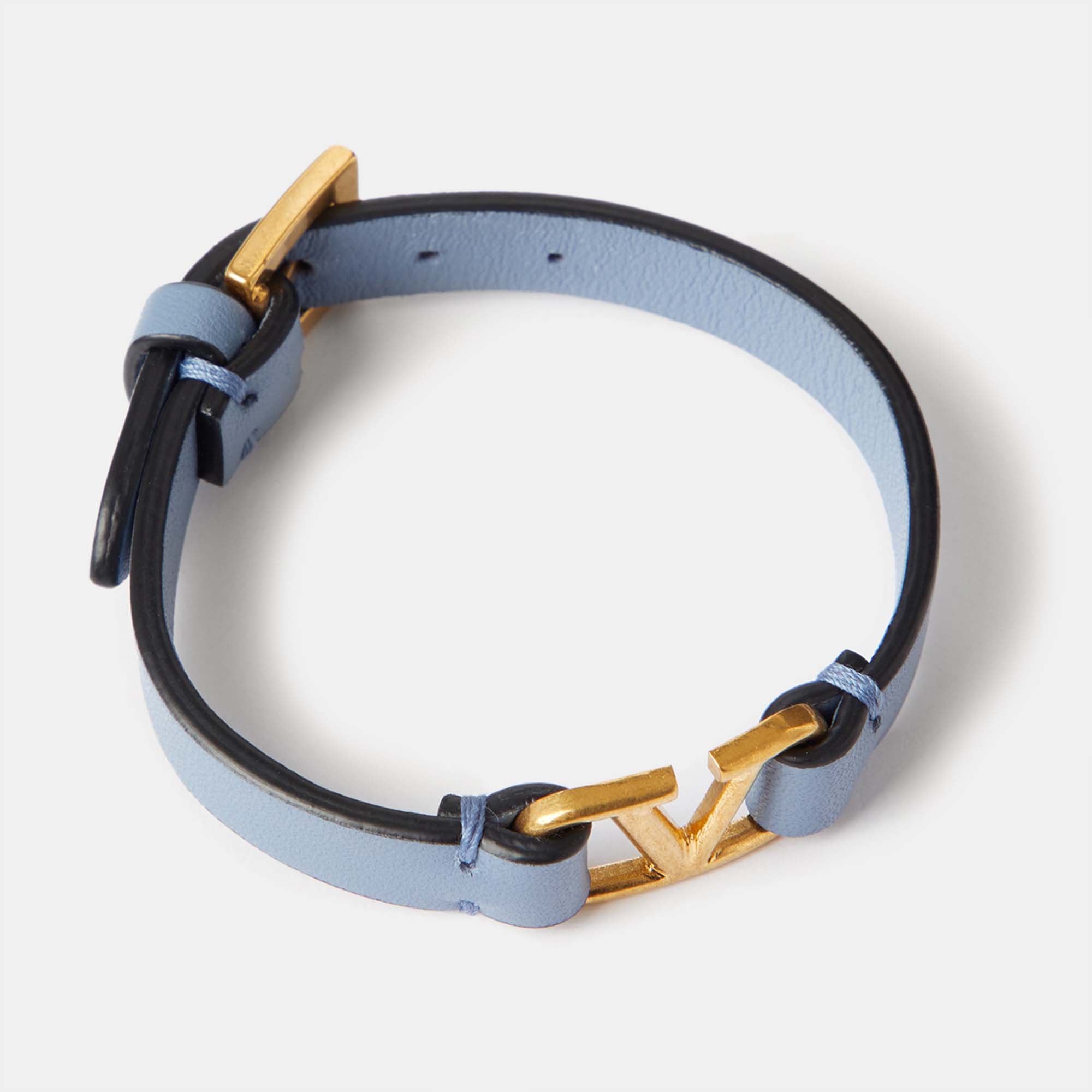 

Valentino Vlogo Leather Gold Tone Bracelet