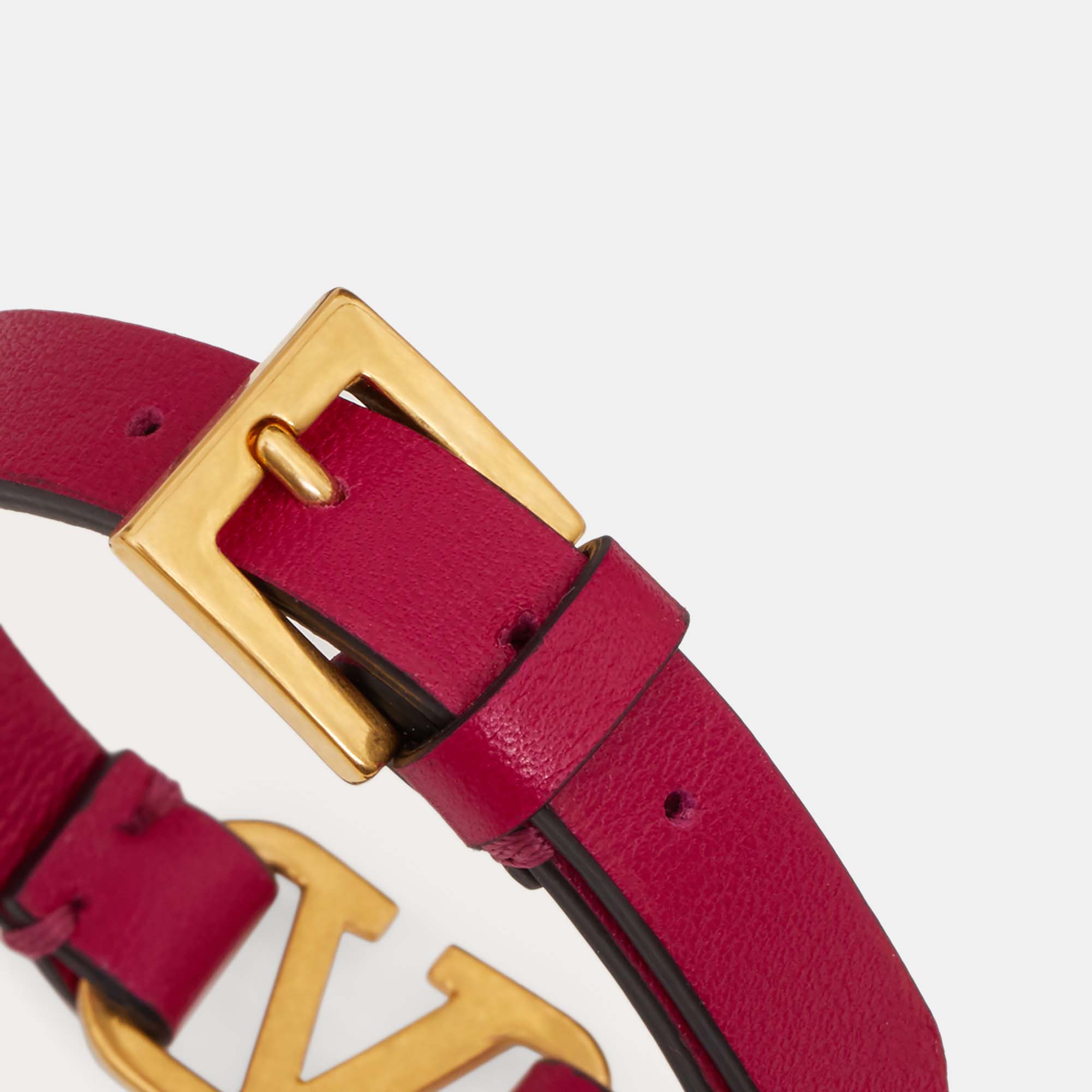 

Valentino Vlogo Leather Gold Tone Bracelet