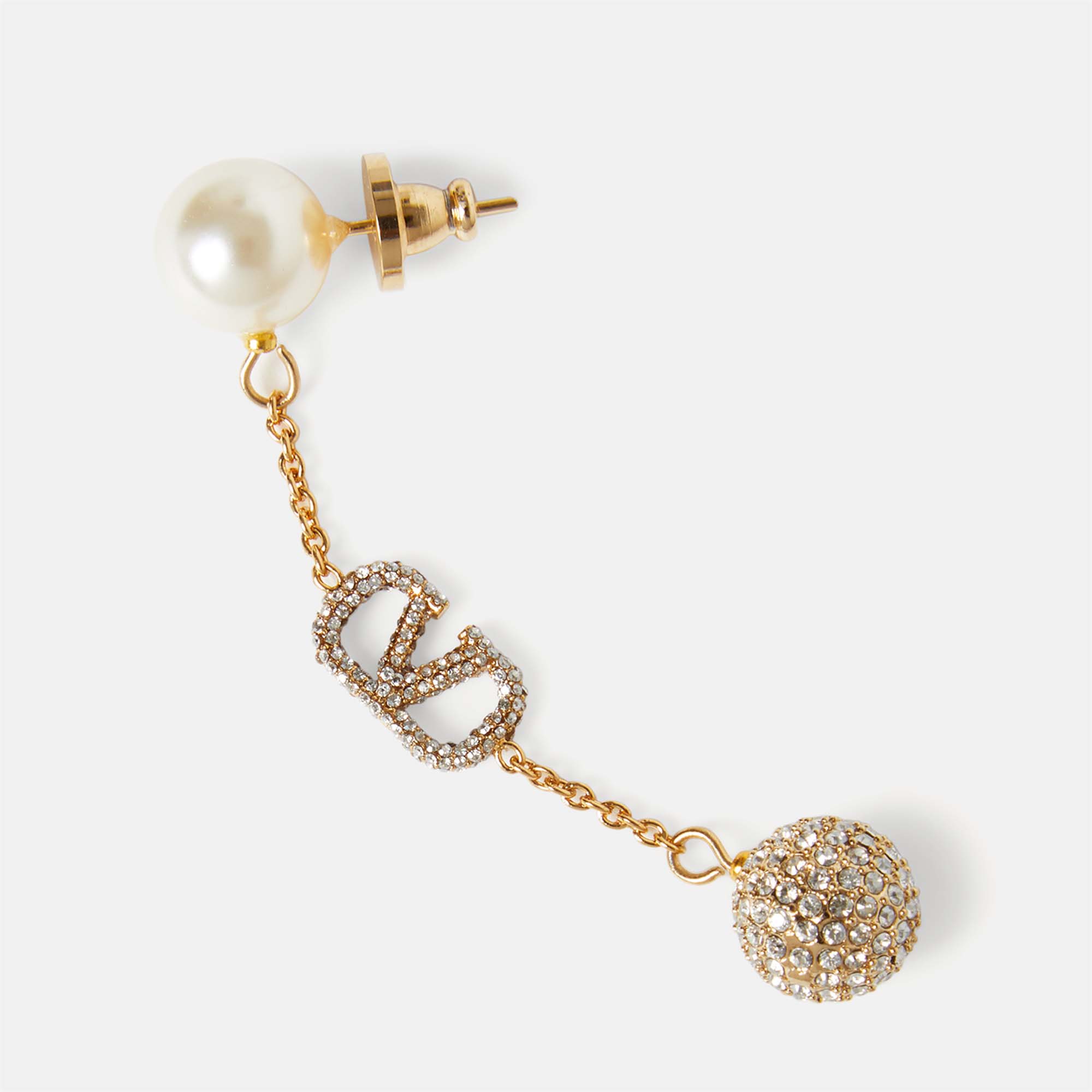 

Valentino Vlogo Faux Pearl Gold Tone Earrings