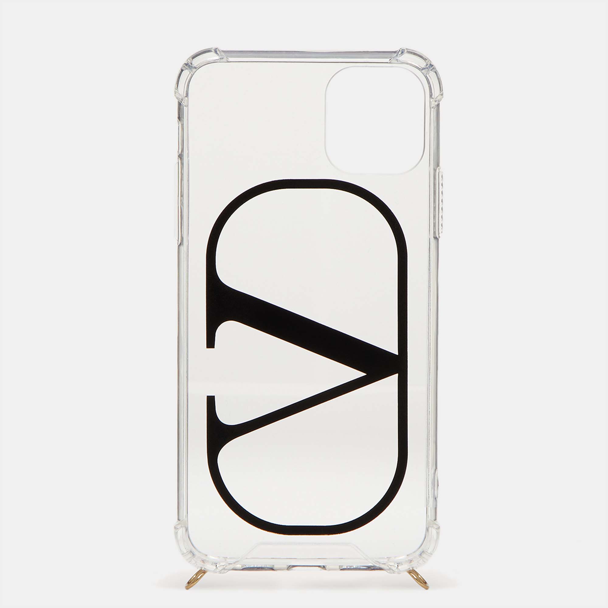 

Valentino Trasparente/Nero Rubber V Logo Signature iPhone 11Pro Max Cover, White