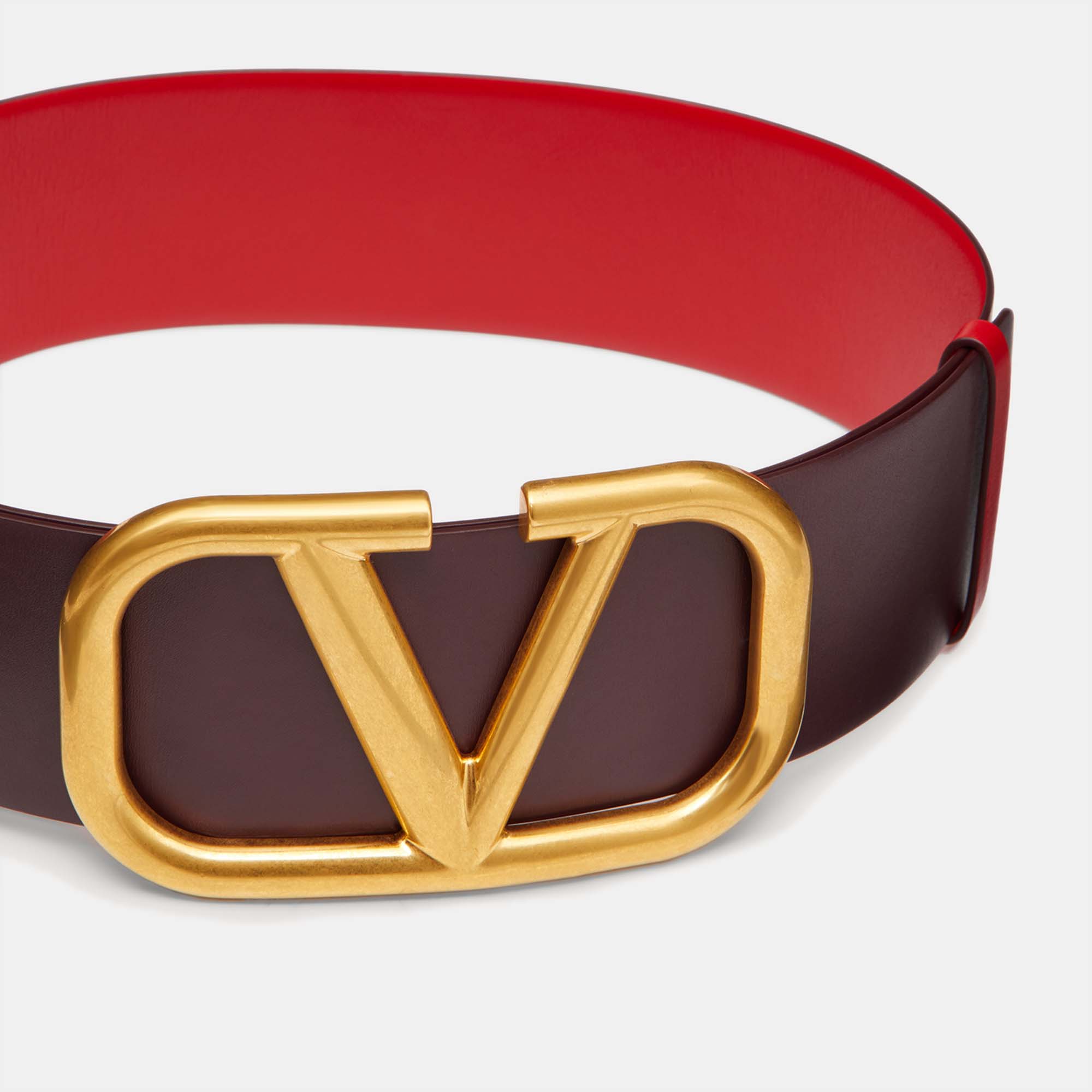 

Valentino Vlogo Brown Leather Gold Tone Belt