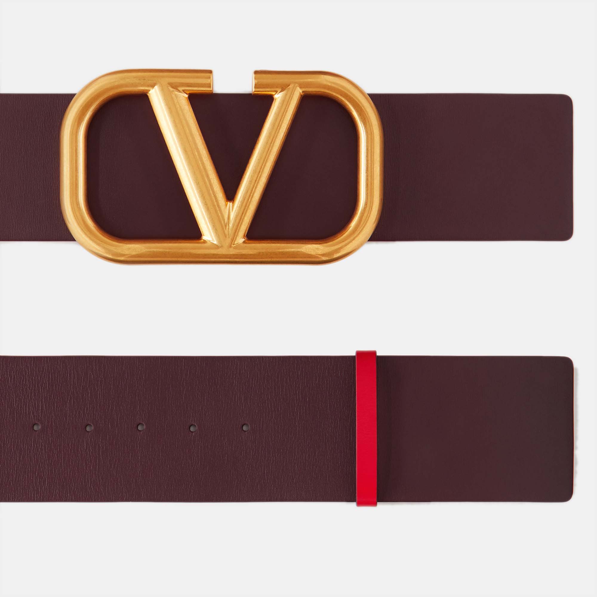 

Valentino Vlogo Brown Leather Gold Tone Belt