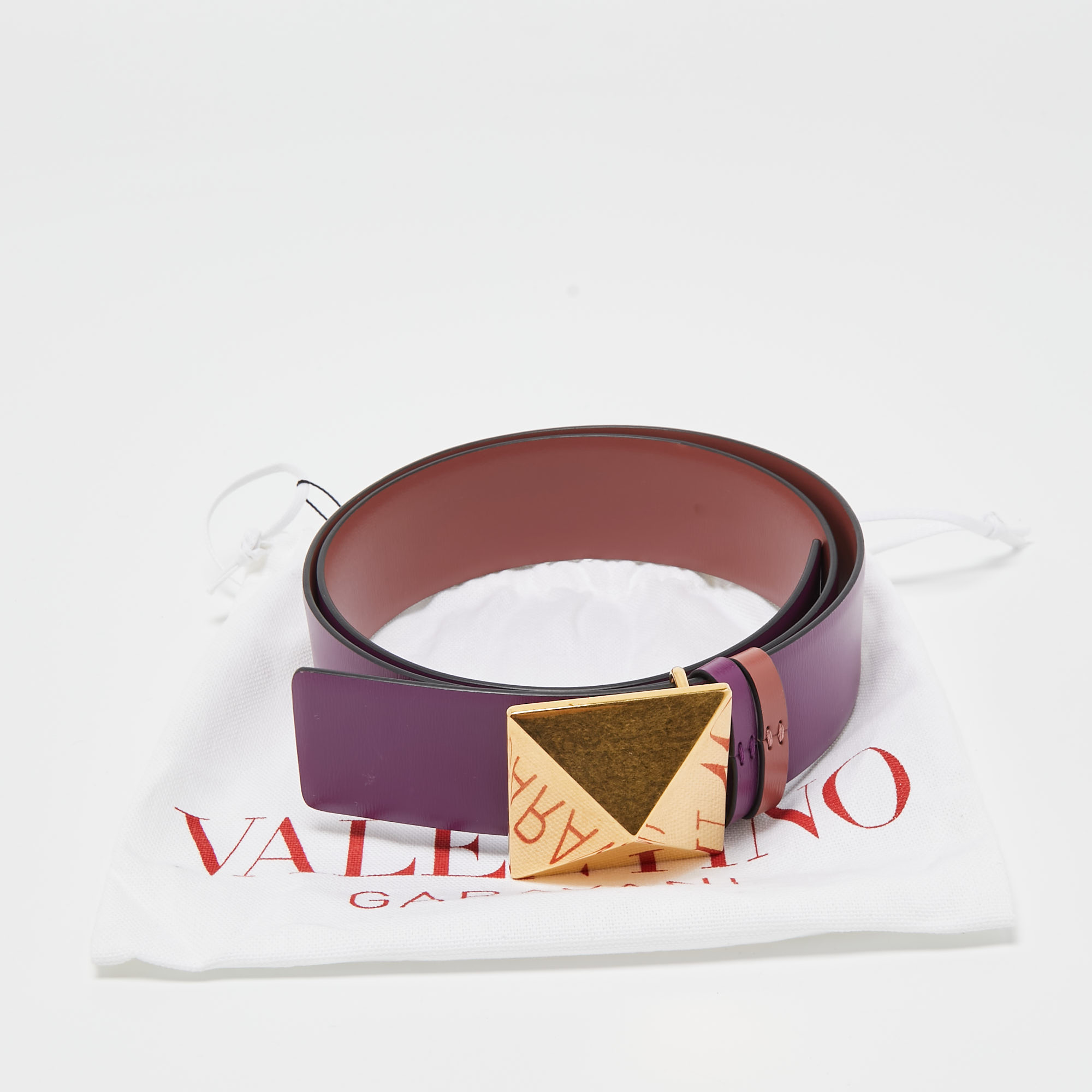 

Valentino Pink Leather One Stud Reversible Belt