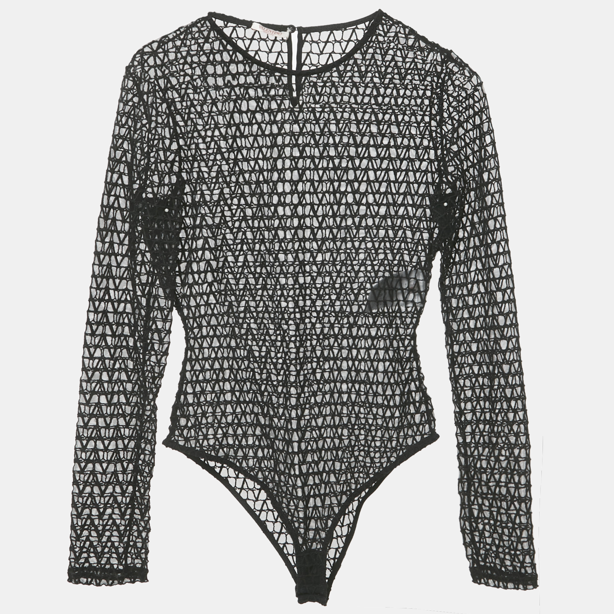 

Valentino Black Mesh Toile Iconographe Bodysuit M
