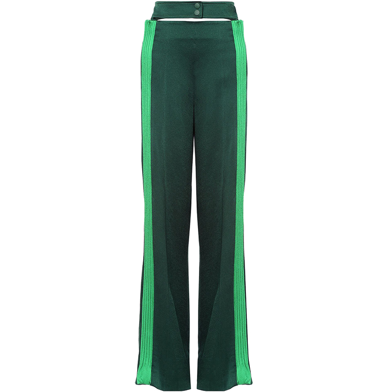 Pre Owned Valentino Jungle/Peppermint Satin Hammered Trousers M