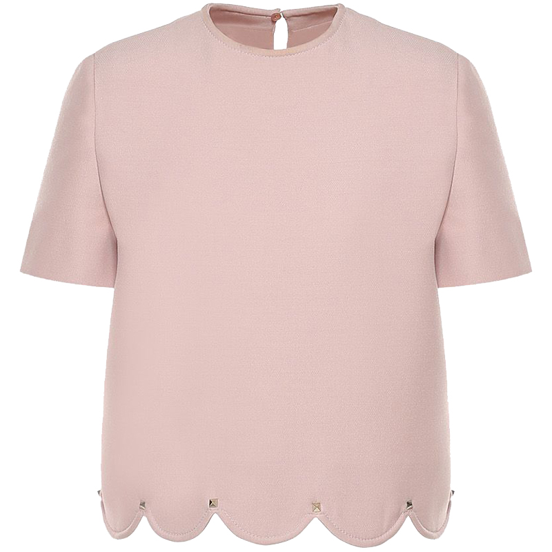 Pre Owned Valentino Wild Rose Crepe Couture Scalloped Top S