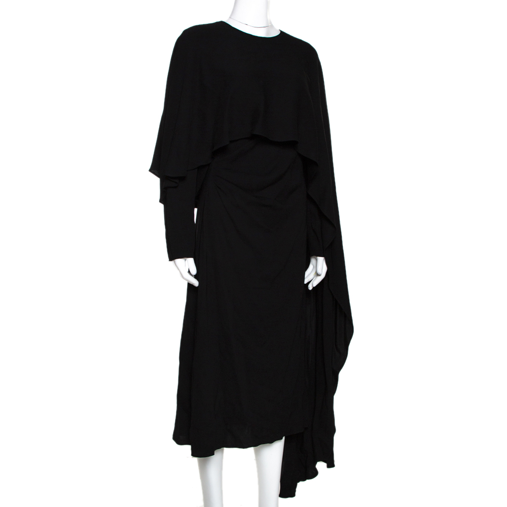 

Valentino Black Stretch Crepe Asymmetrical Dress Small / IT 40