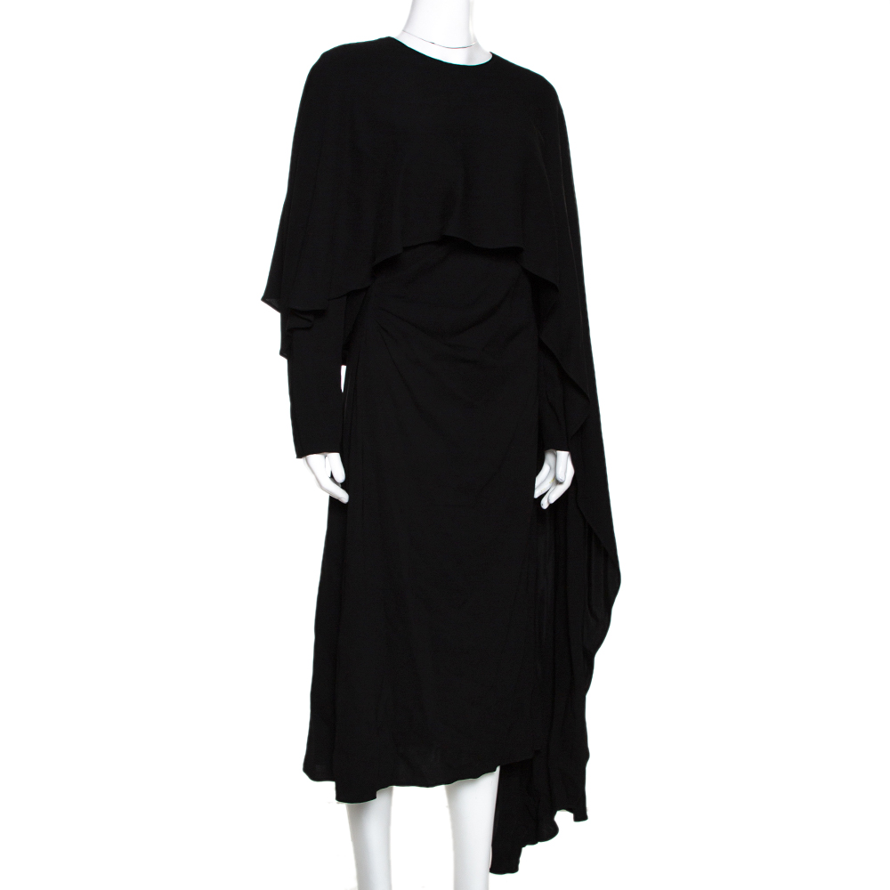

Valentino Black Stretch Crepe Asymmetrical Dress Medium / IT 42