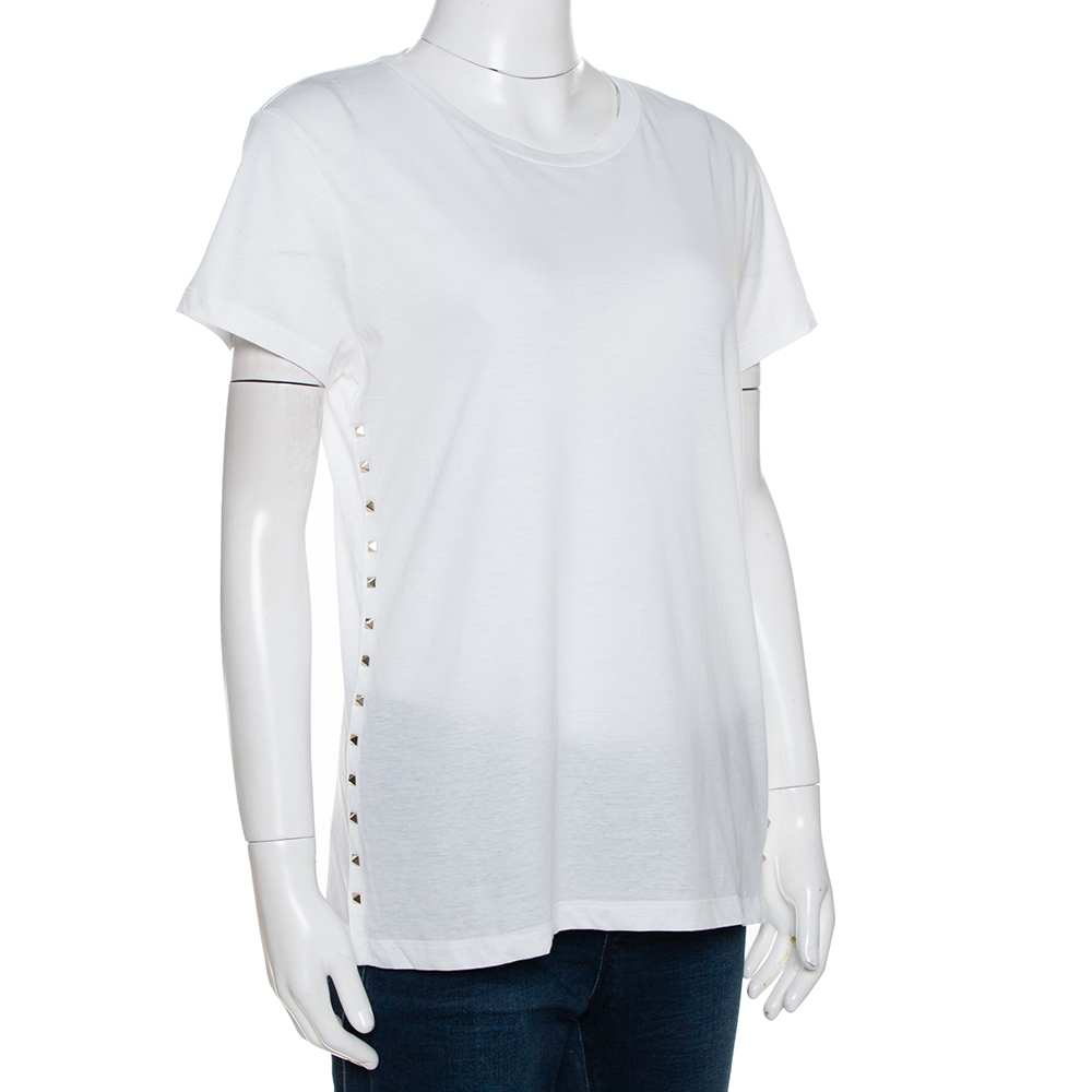 

Valentino White Cotton Rockstud T Shirt