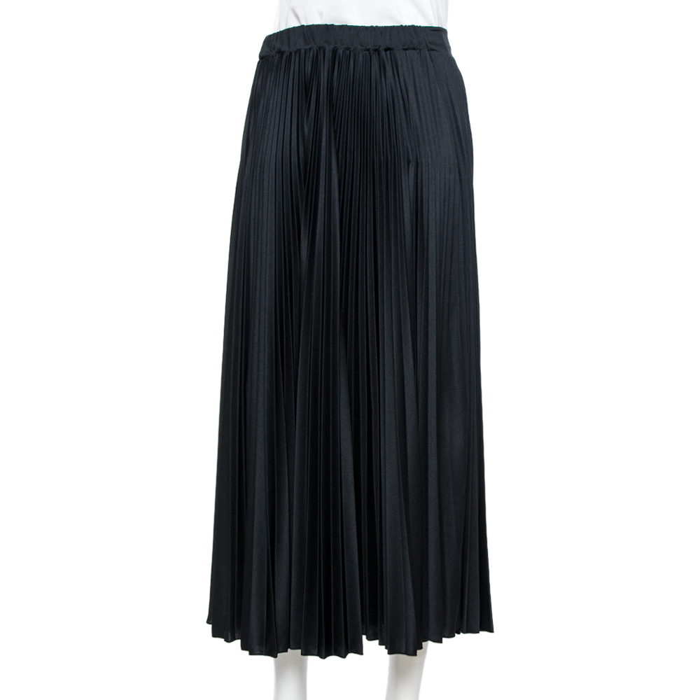 

Valentino Black/Red Vlogo Print Maxi Pleated Skirt Size