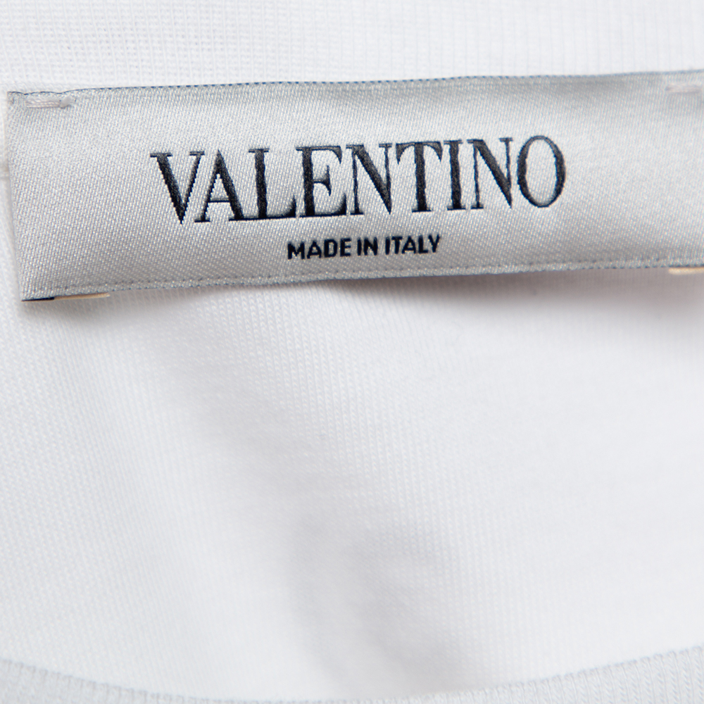 

Valentino White Cotton Izumi Miyazaki Print With Embroidery Crew Neck T Shirt Size