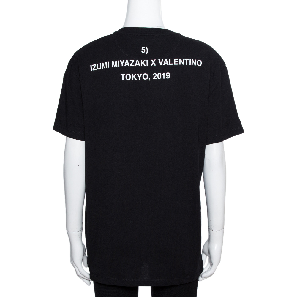 

Valentino Black Cotton Izumi Miyazaki Print Crew Neck T Shirt