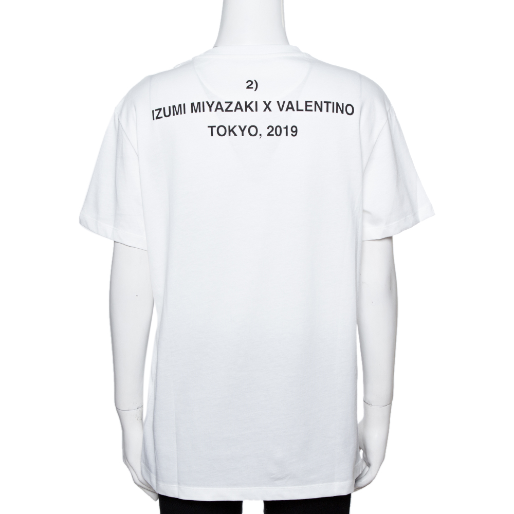 

Valentino White Cotton Izumi Miyazaki Print Crew Neck T Shirt