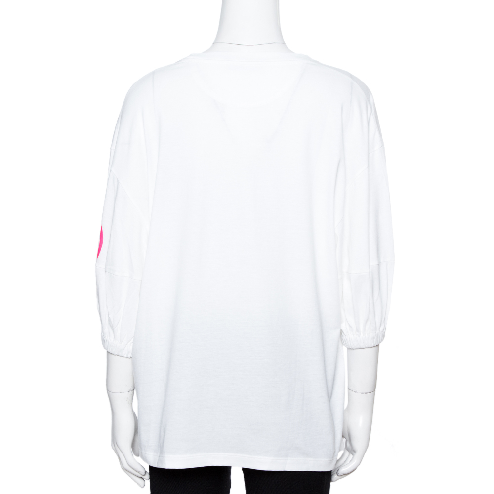 

Valentino White Cotton V Logo Puff Sleeve T-Shirt Size