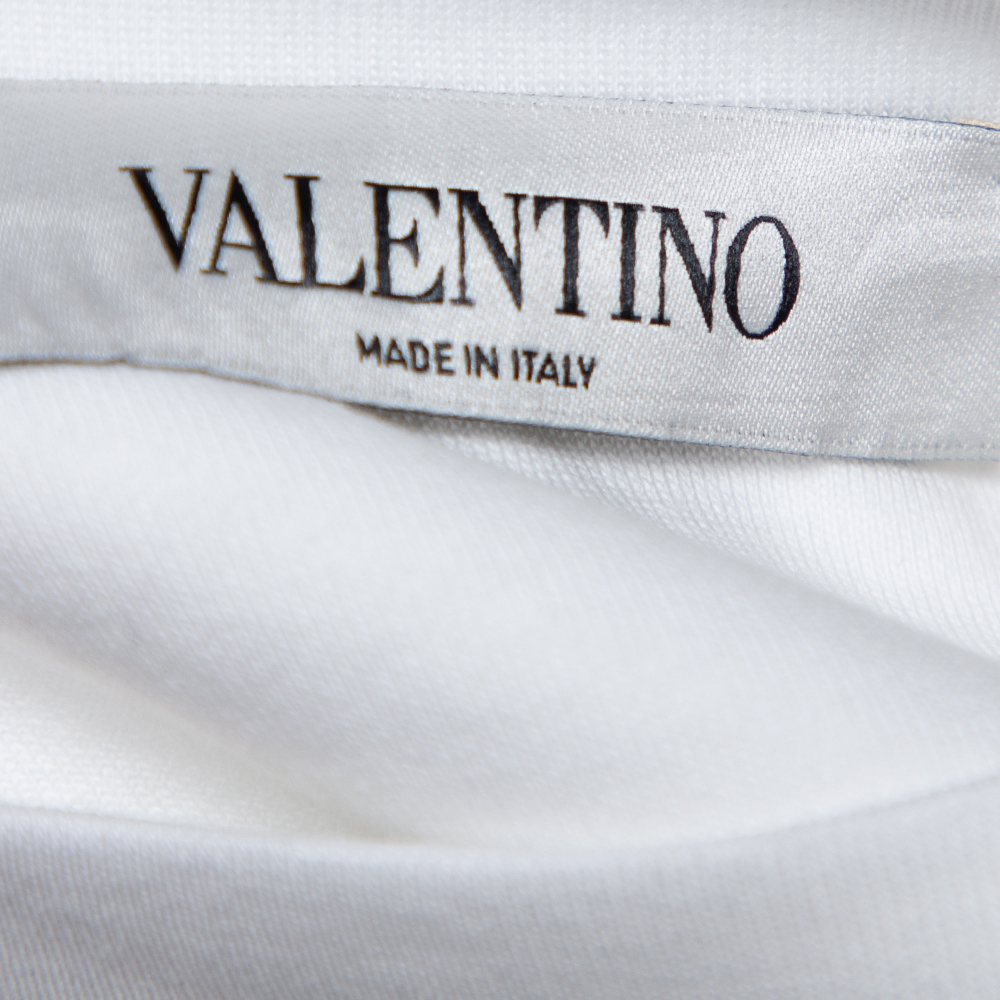 

Valentino White/Black Cotton Signature Jersey T-Shirt Size