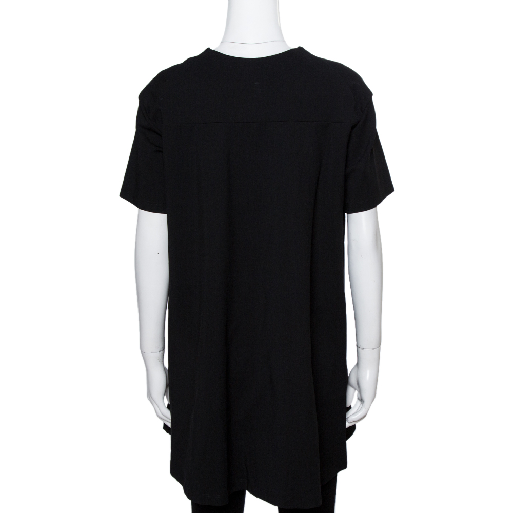 

Valentino Black/White Vlogo Print Peplum Hem T-Shirt Size