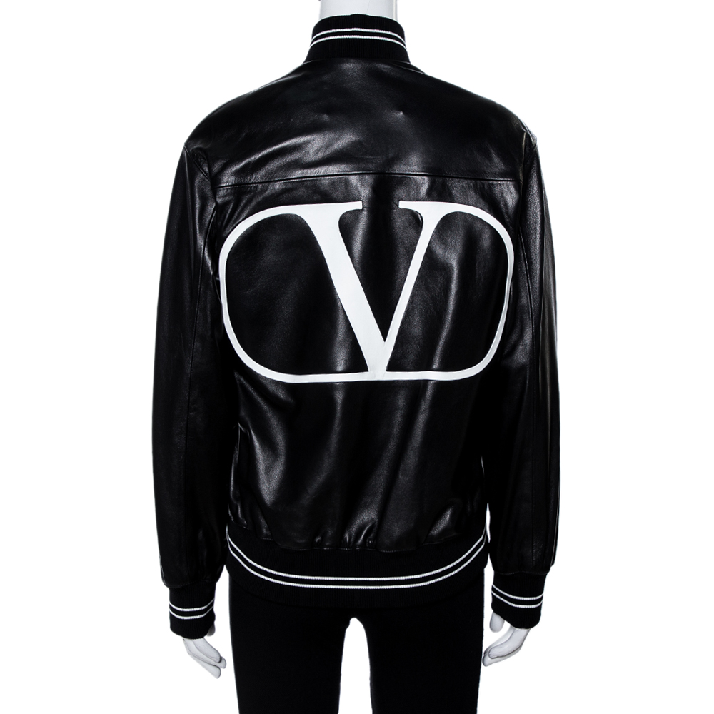 

Valentino Black Leather Vlogo Jacket