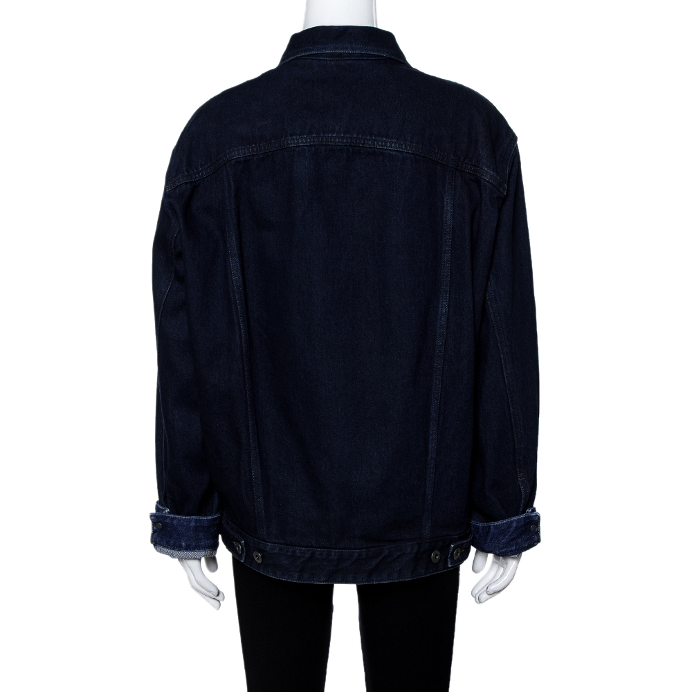 

Valentino Blue Denim Button Front Logo Jacket