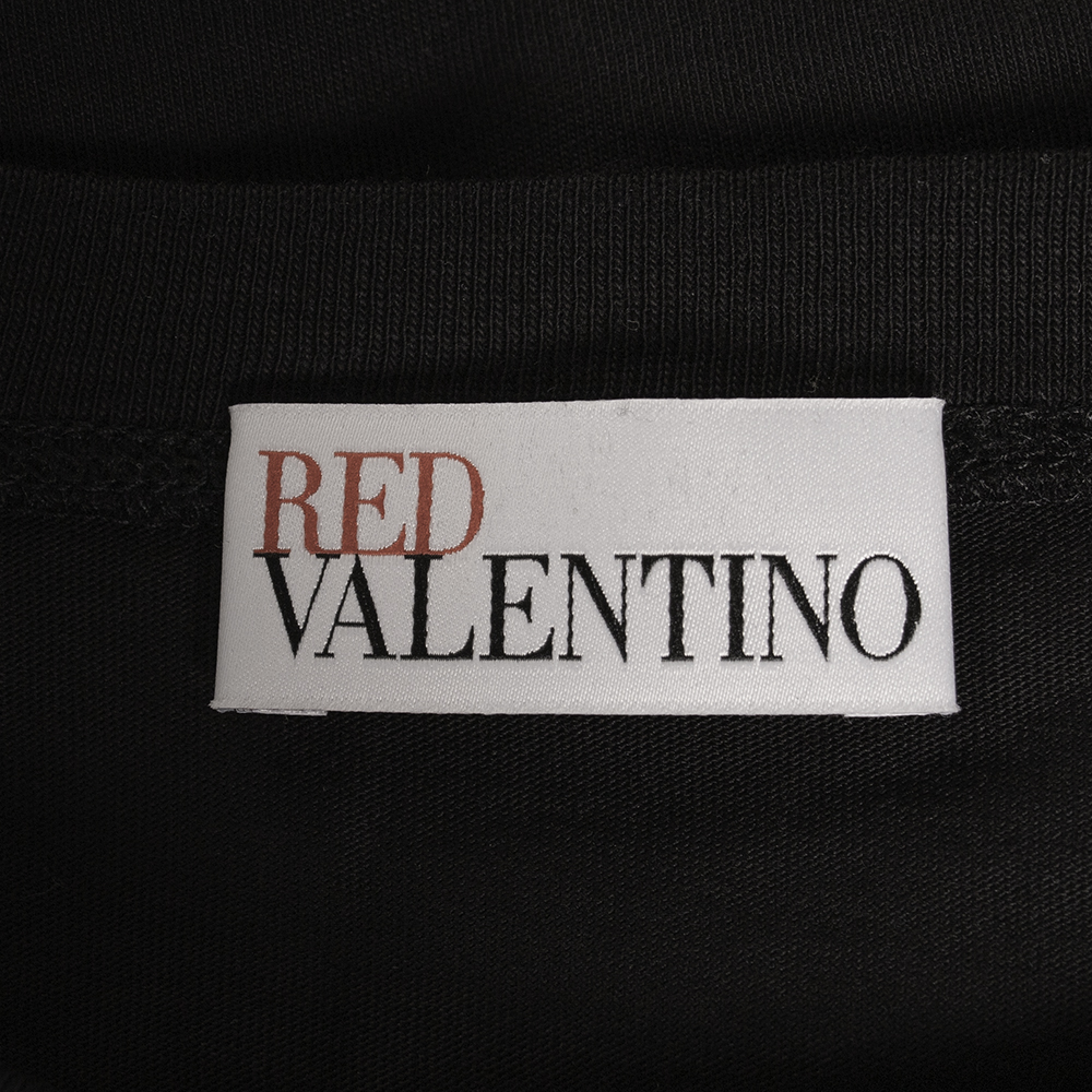 

RED Valentino Black Jersey With Bow Detail T-Shirt Size