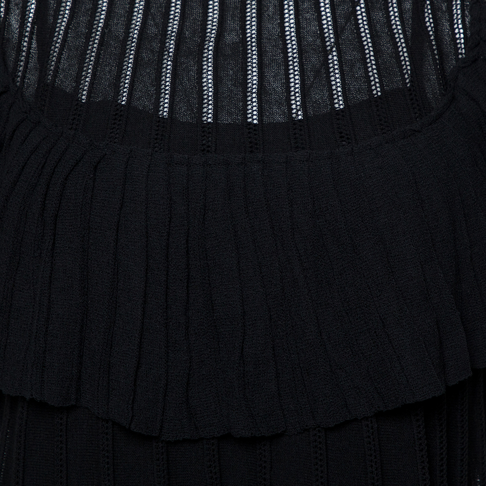 

RED Valentino Black Knit Ruffle Detail Dress Size
