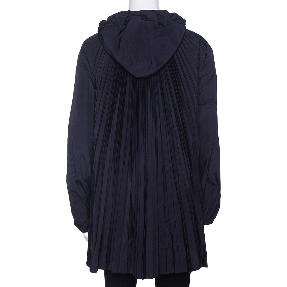 

RED Valentino Navy Blue Pleated Detail Oversized Hoodie Size